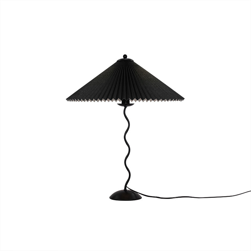 Modern Black Metal Table Lamp – Wavy Pleated Shade