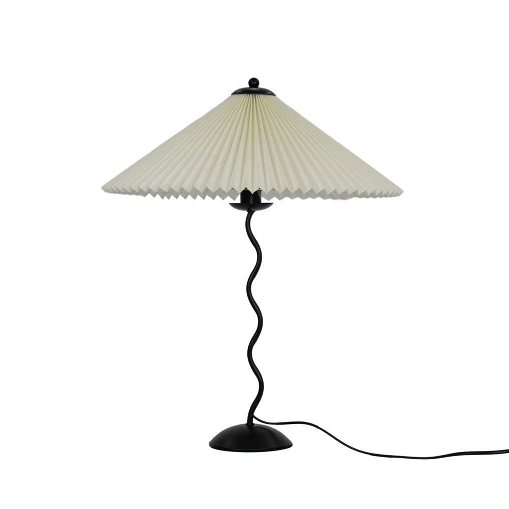 Modern Black Metal Table Lamp – Wavy Pleated Shade