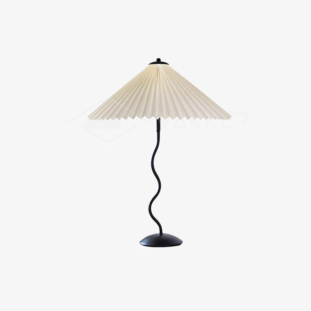 Modern Black Metal Table Lamp – Wavy Pleated Shade