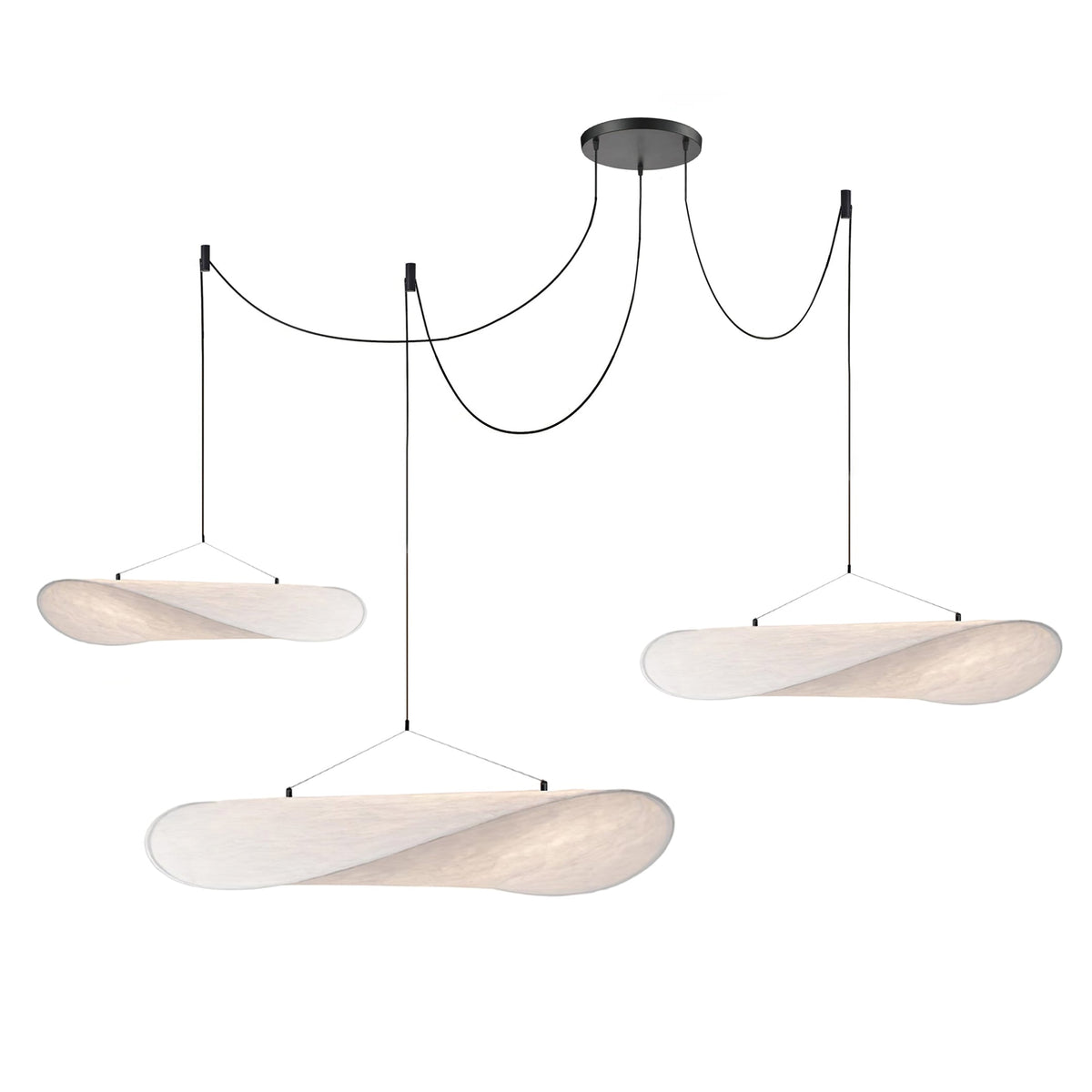 Modern Black Silk Pendant Light – Oval Cloud LED
