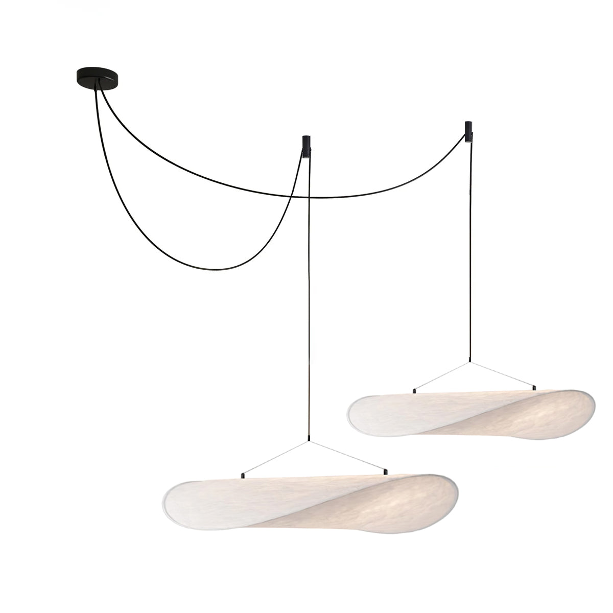 Modern Black Silk Pendant Light – Oval Cloud LED