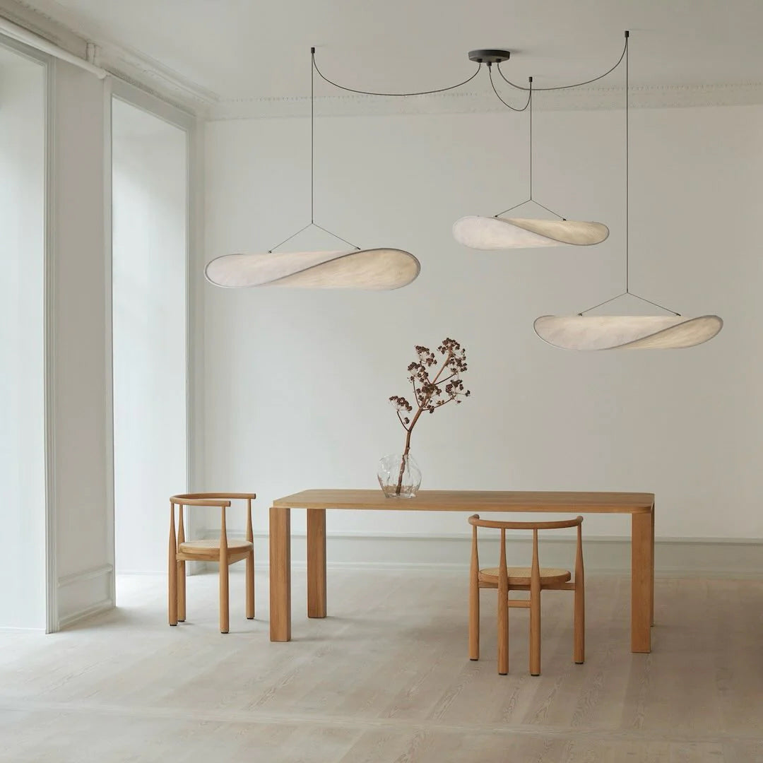 Modern Black Silk Pendant Light – Oval Cloud LED