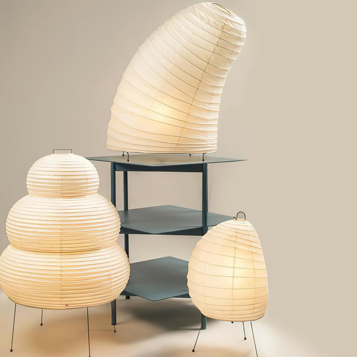 Japandi White Paper Table Lamp – Lantern Shade