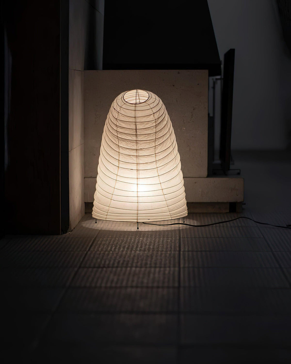 Japandi White Paper Table Lamp – Lantern Shade