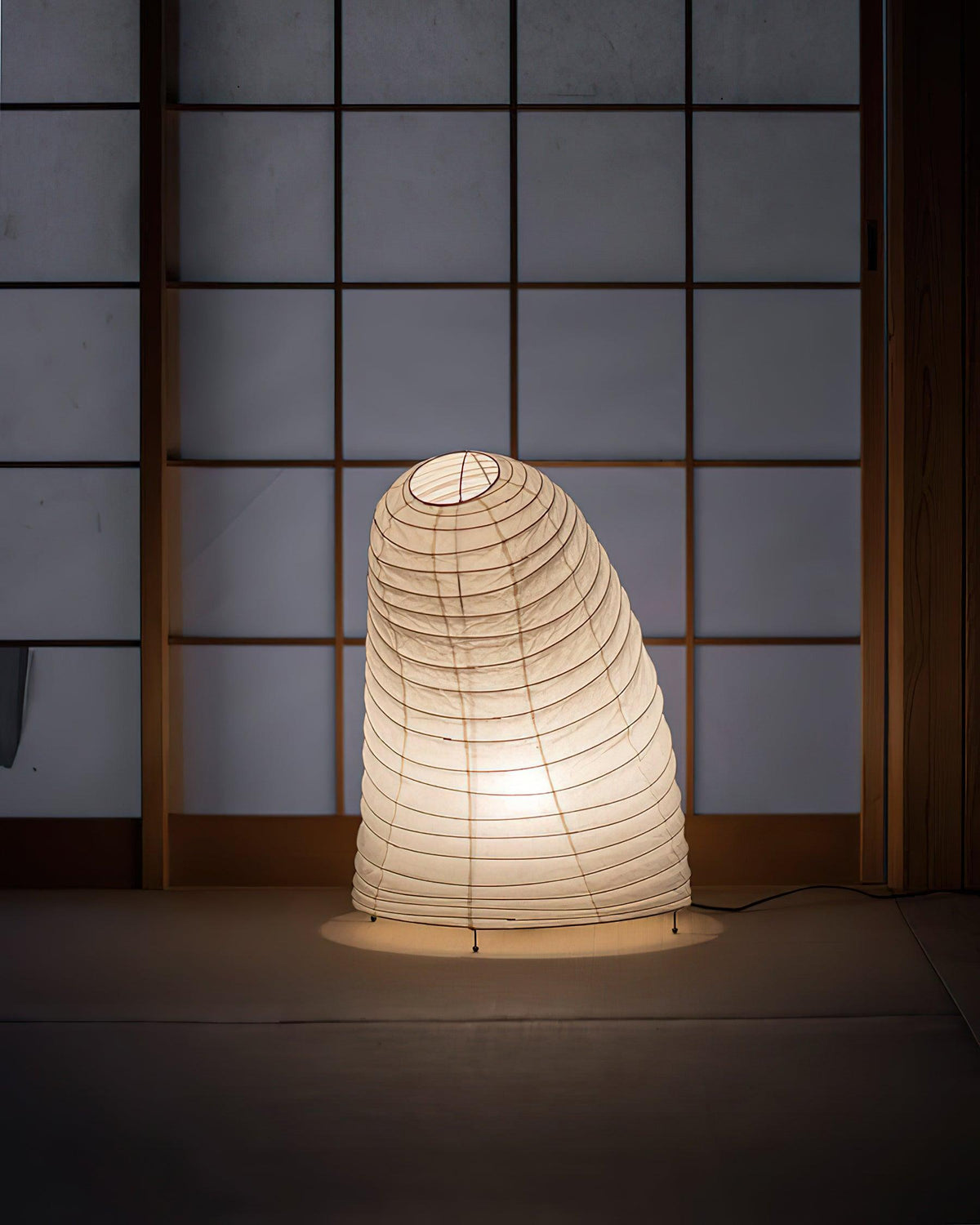 Japandi White Paper Table Lamp – Lantern Shade