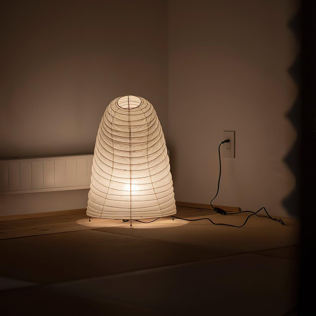 Japandi White Paper Table Lamp – Lantern Shade
