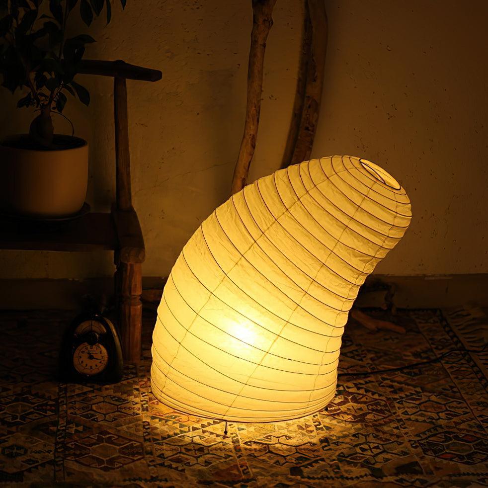 Japandi White Paper Table Lamp – Lantern Shade