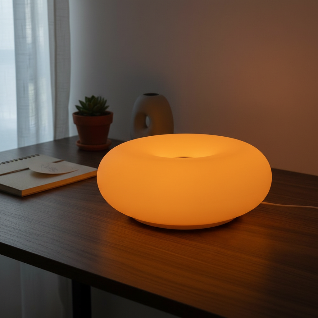 Bauhaus Frosted Resin Table Lamp – Donut Touch Light