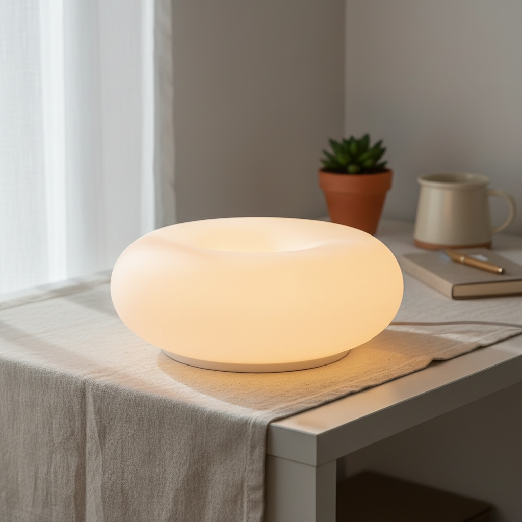 Bauhaus Frosted Resin Table Lamp – Donut Touch Light