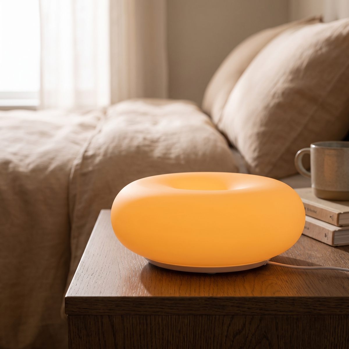 Bauhaus Frosted Resin Table Lamp - Donut Touch Light Orange