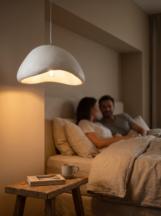 Selene Halia dome pendant in a bedside alcove