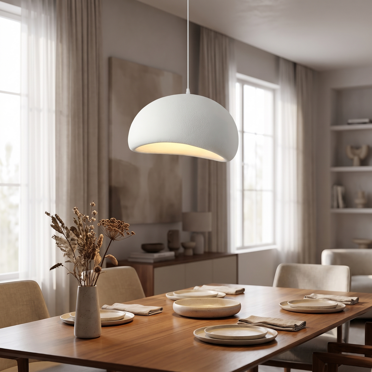 Organic White Cloud Pendant Light in a styled interior