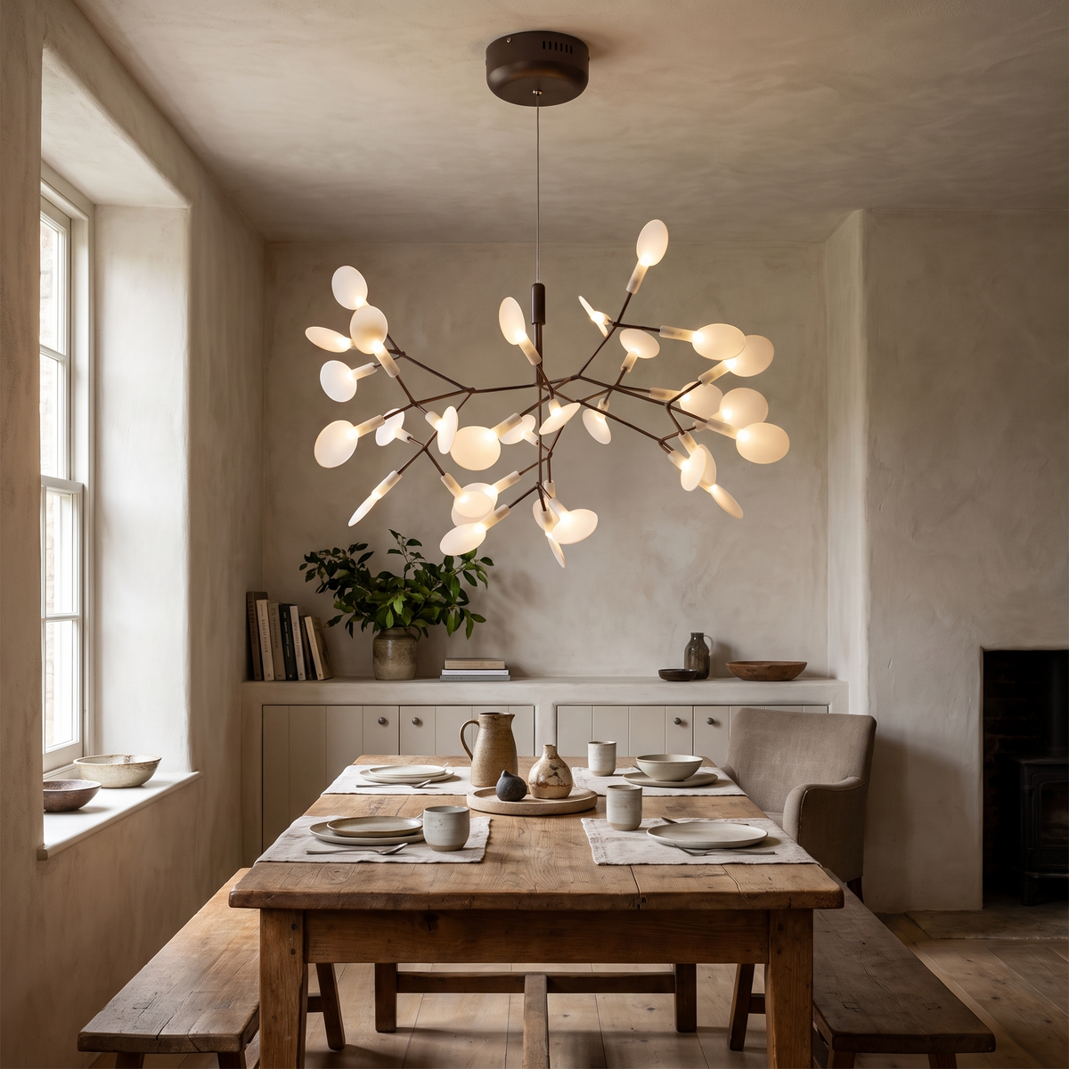 Modern Black Metal Branch Chandelier – Firefly LED