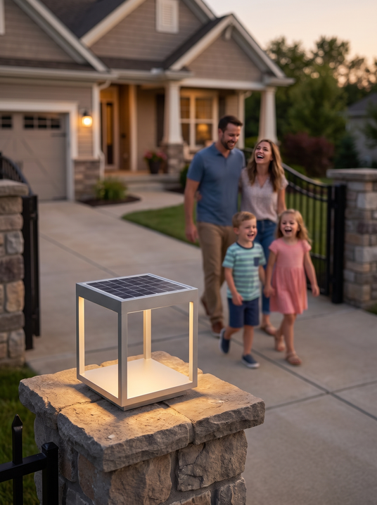 Modern Silver Frame Post Light lifestyle image 1