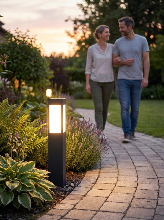 Black Solar Bollard Light lifestyle image 2