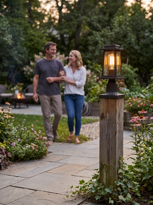 Classic Black Lantern Post Light lifestyle image 2