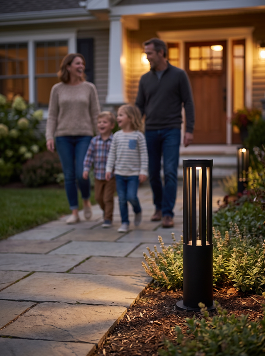 Black Solar Bollard Light lifestyle image 1