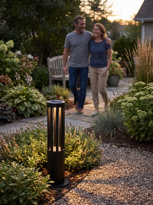 Black Solar Bollard Light lifestyle image 2