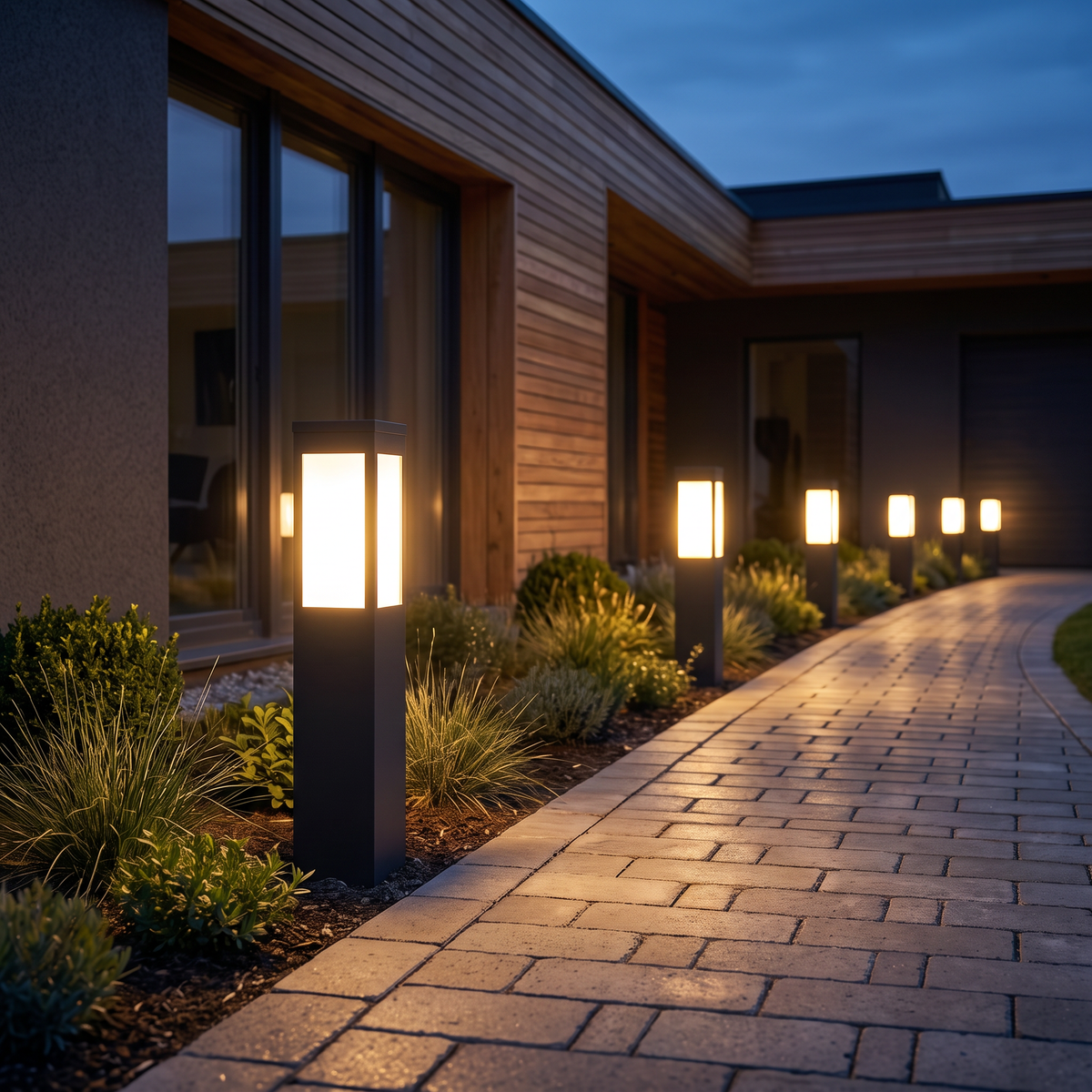 Black Solar Bollard Light – Column Path Light for Driveway