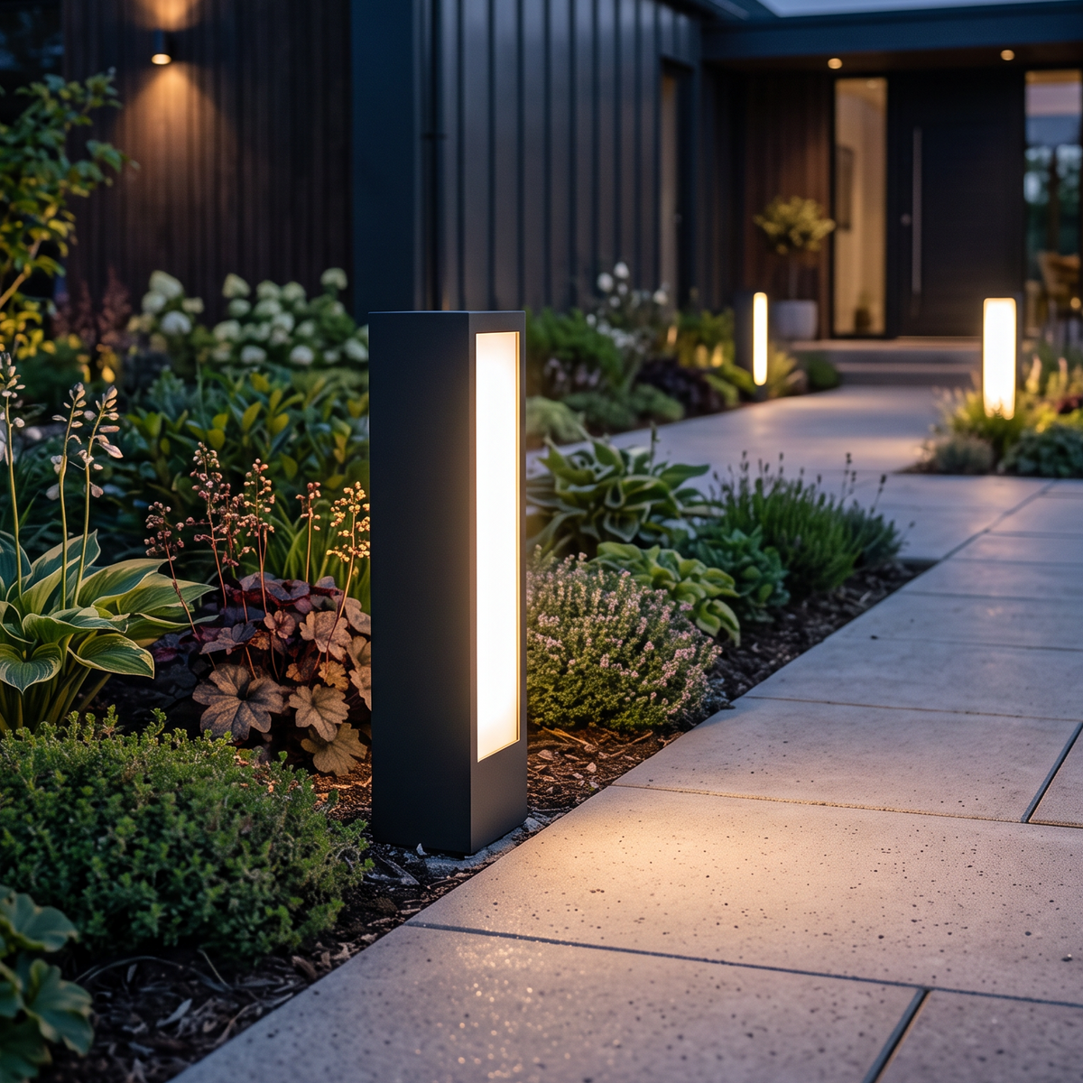 Modern Black Path Light – Slim Bollard Light for Walkway