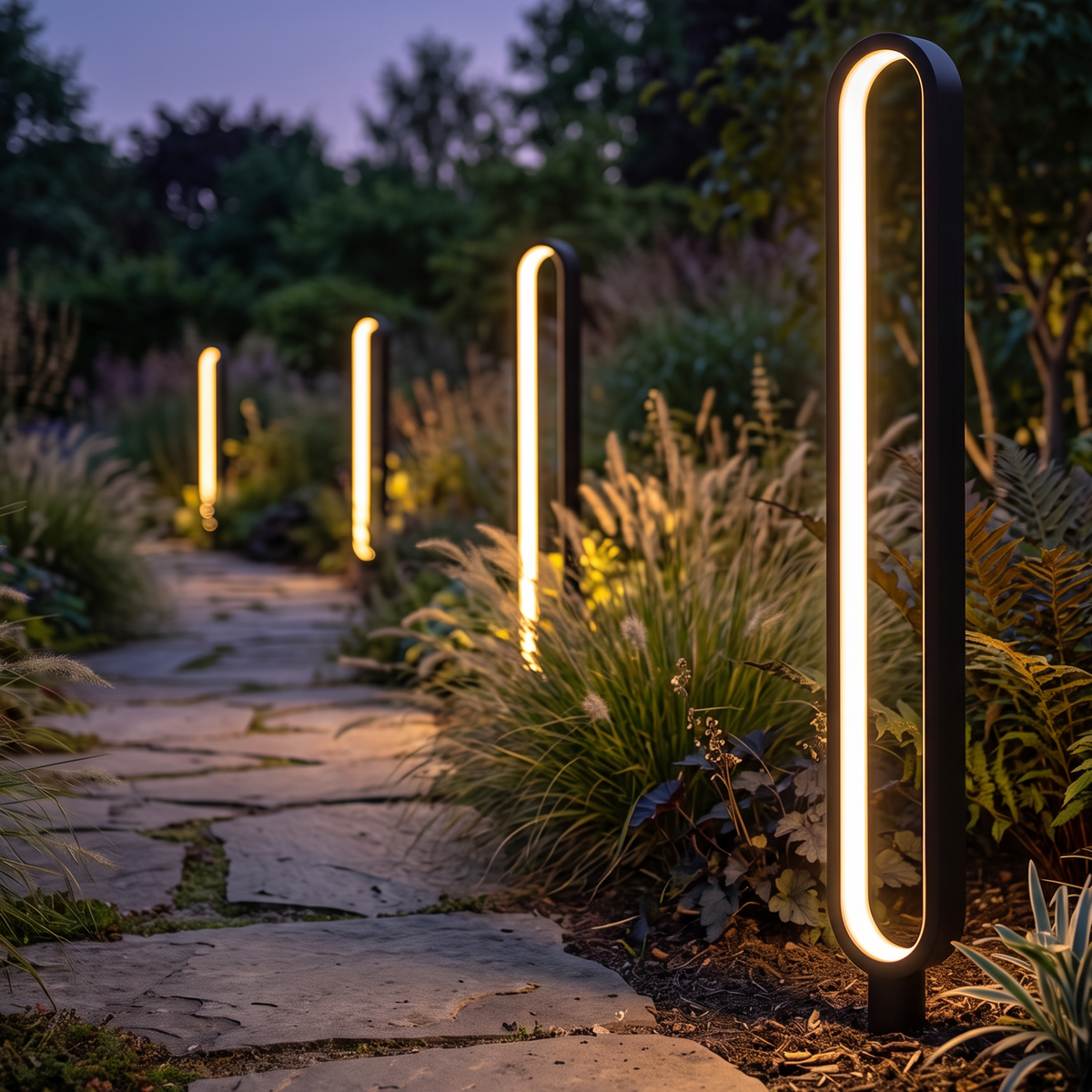 Modern Black Garden Light – Slim Bollard Light for Pathway