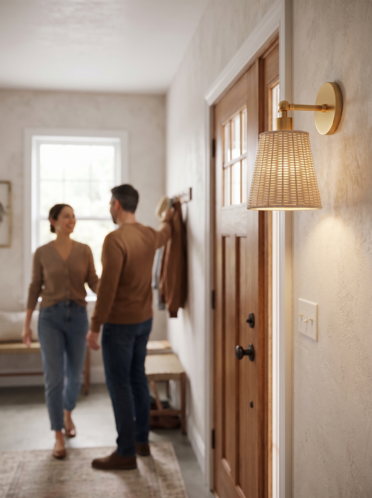 Minimalist Natural Wall Sconce Compact lifestyle, Matched and Effortless