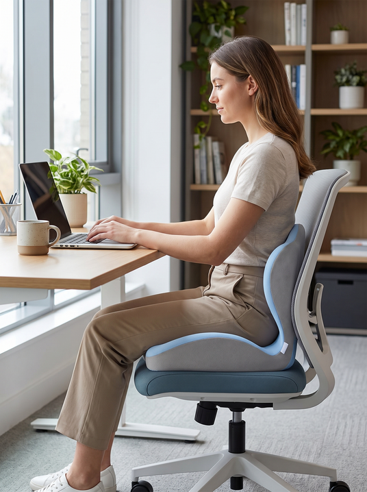 Fenoss Memory Foam Back Support Seat Cushion lifestyle photo 1: Sit Longer, Feel Better