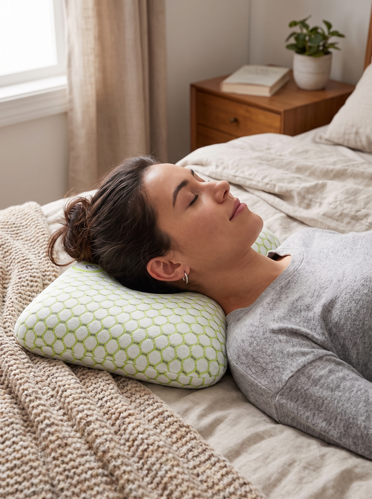 Fenoss Donut Ear Piercing Relief Pillow for Side Sleepers lifestyle photo 1: Sleep on Your Side Again