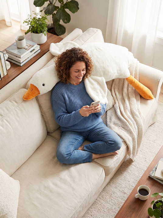 Fenoss Plush Funny Goose Pillow lifestyle photo 2: Brightens Any Room