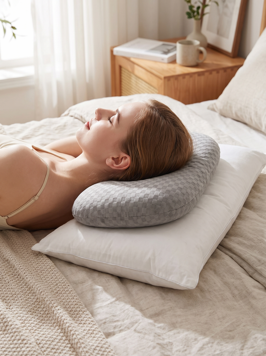 Fenoss Ear Support Pillow Adjustable lifestyle photo 1: A Little Lift Where It Helps
