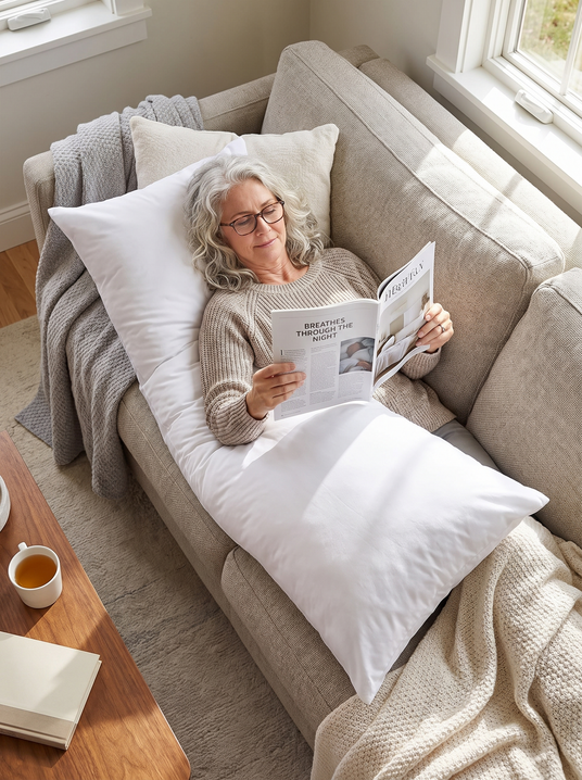 Fenoss Large Breathable Body Pillow lifestyle photo 2: Breathes Through the Night