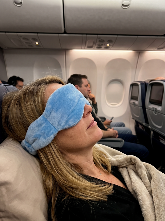 Fenoss Weighted Sleep Mask lifestyle photo 2: At Home or 30,000 Feet