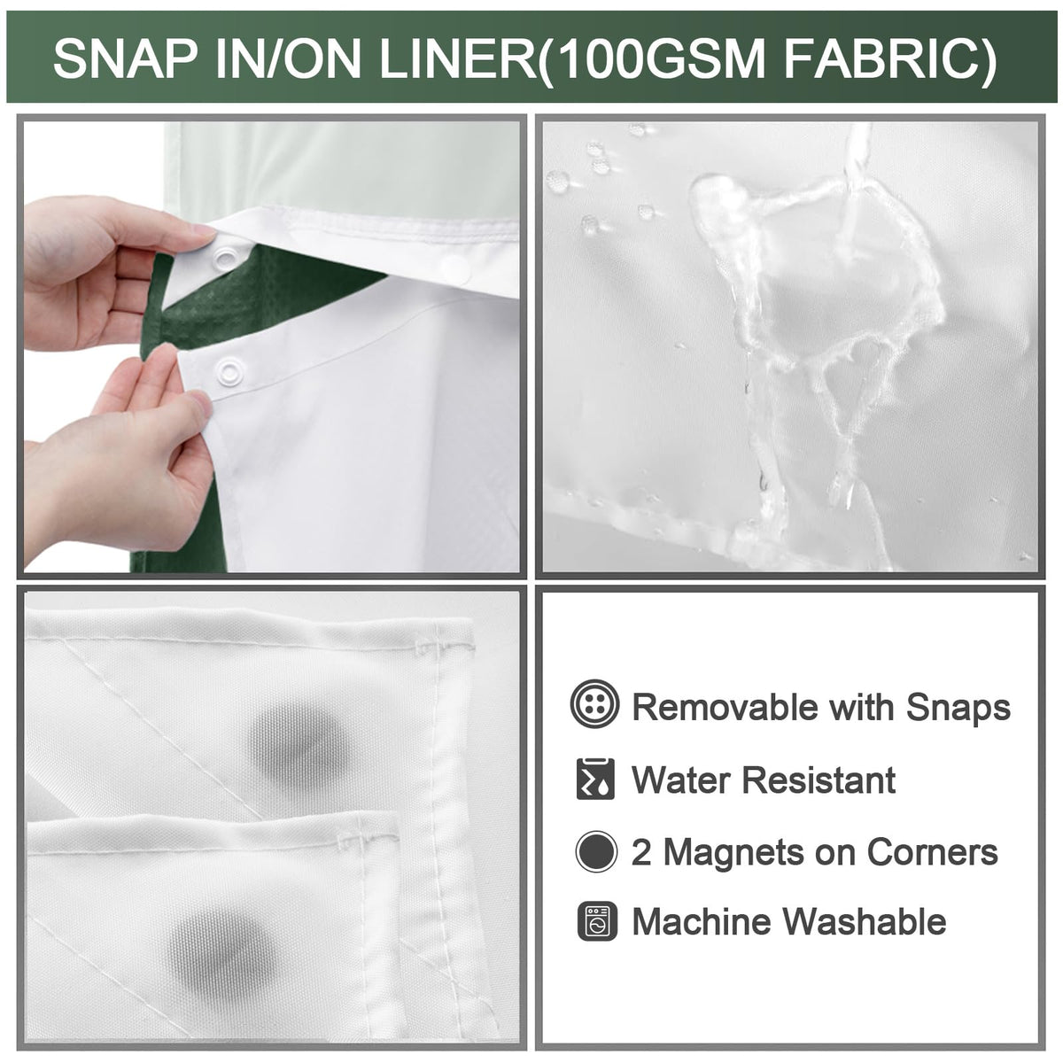 Fenoss® No Hook Shower Curtain