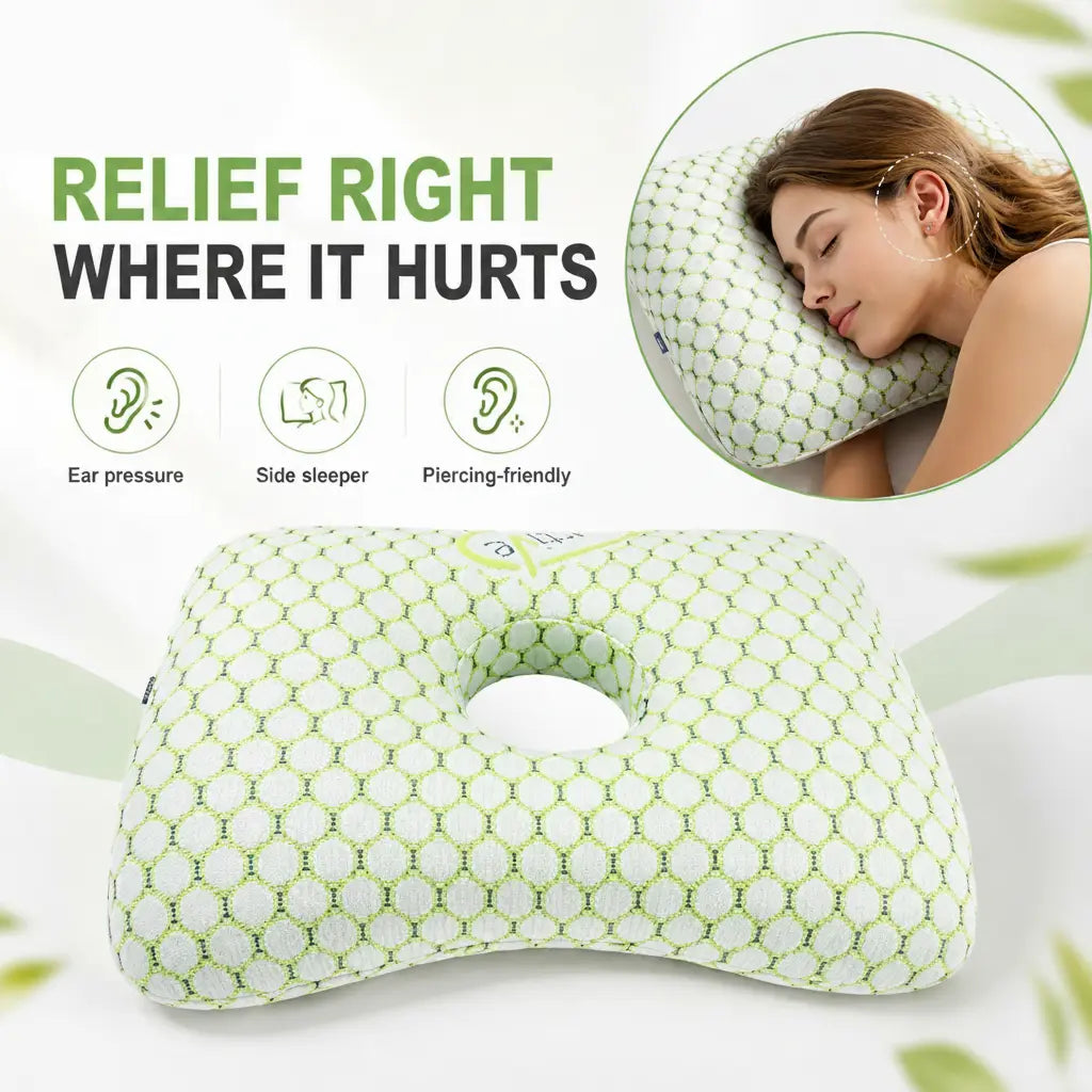 Fenoss® Donut Ear Piercing Relief Pillow for Side Sleepers