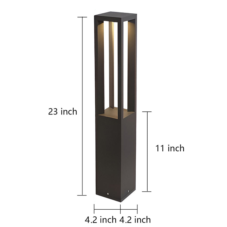 Modern Aluminum LED Bollard Light – 4-Beam for Pathways