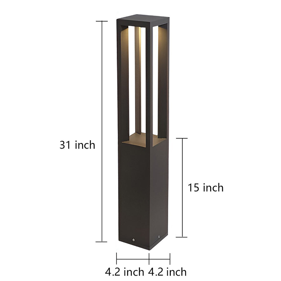 Modern Aluminum LED Bollard Light – 4-Beam for Pathways