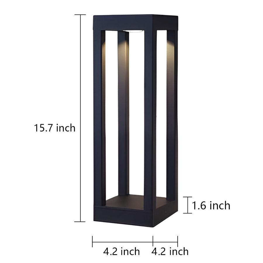 Modern Aluminum LED Bollard Light – 4-Beam for Pathways