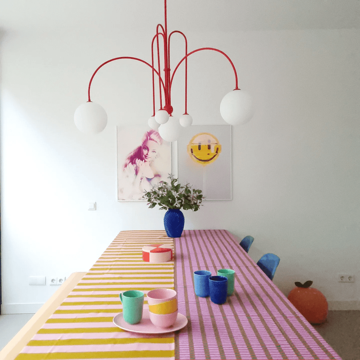 Modern Glass Chandelier – Six-Head Curved Arm