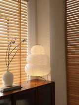 Japandi White Paper Table Lamp – Lantern Shade