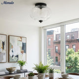 Retro Ribbed Glass Ceiling Light – Flush Mount for Bedrooms