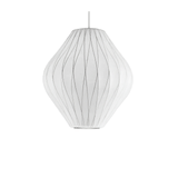 Mid-Century White Silk Pendant – Bubble Wireframe
