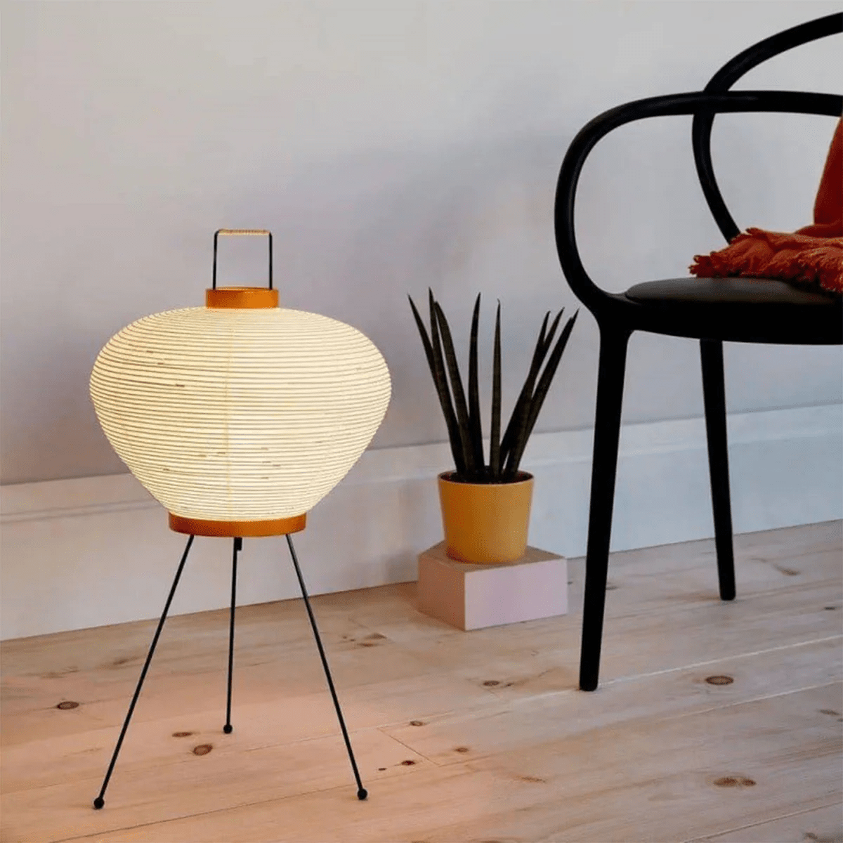 Japandi White Paper Table Lamp – Lantern Shade