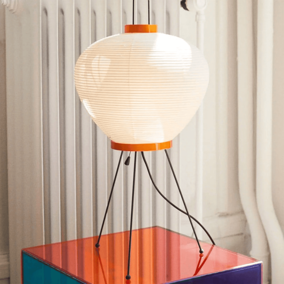 Japandi White Paper Table Lamp – Lantern Shade