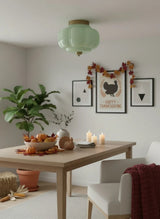 Retro Ribbed Glass Ceiling Light – Flush Mount for Bedrooms