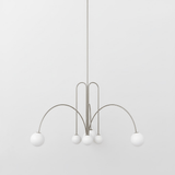 Modern Glass Chandelier – Six-Head Curved Arm