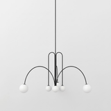 Modern Glass Chandelier – Six-Head Curved Arm