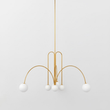 Modern Glass Chandelier – Six-Head Curved Arm