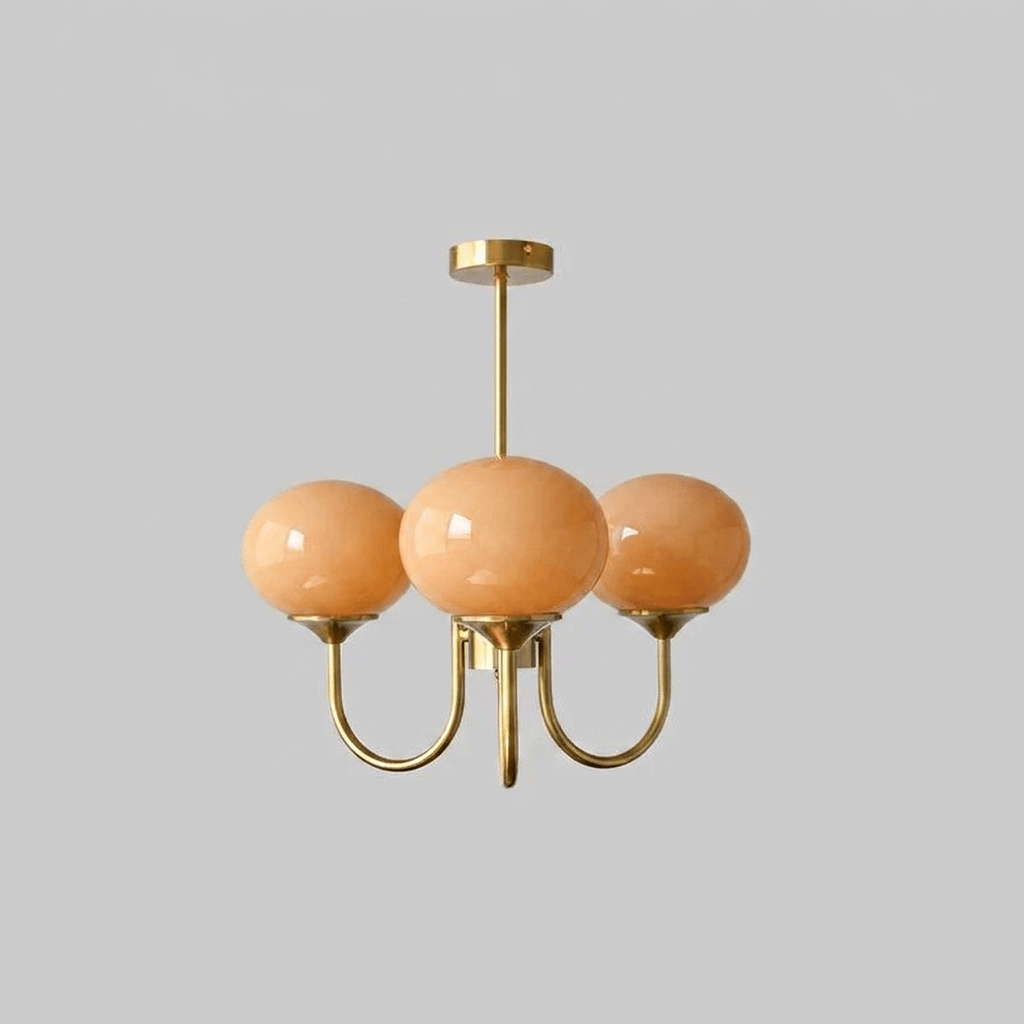 Mid-Century Copper Glass Chandelier – 3 or 5 Globe