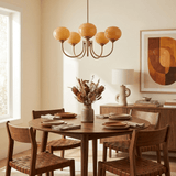 Mid-Century Copper Glass Chandelier – 3 or 5 Globe