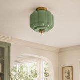 Retro Ribbed Glass Ceiling Light – Flush Mount for Bedrooms